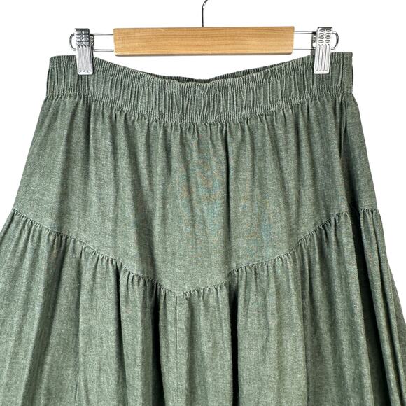 Vintage Starfire Western Maxi Skirt Top Set Size 14 Green Denim Rodeo Country - Picture 8 of 11